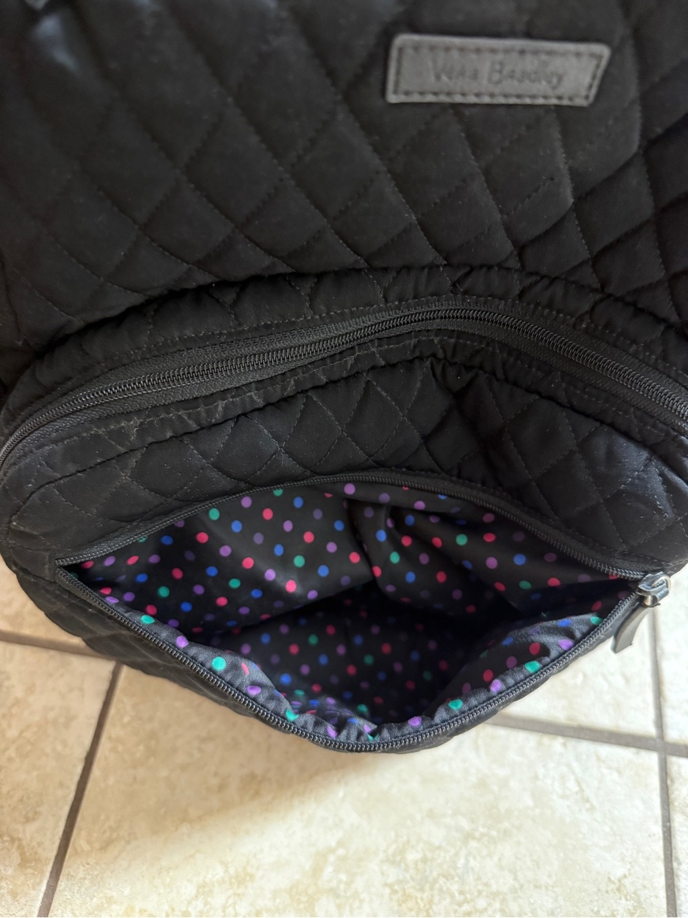 Vera Bradley Quilted Black Backpack - Picture 6 of 9